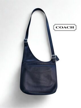 Vintage COACH Black Large Utility Hippie Flap Crossbody Shoulder Bag 9404